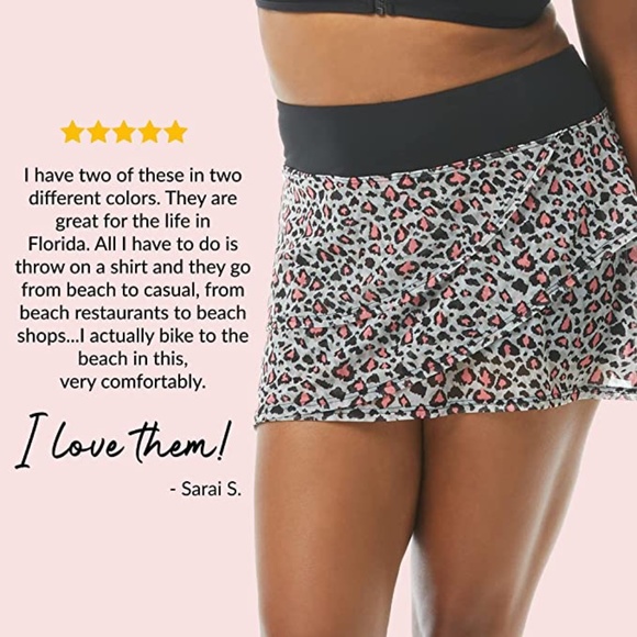 Coco Reef Mesh Swim Skort Animal Print w bikini Boy shorts in medium - Picture 4 of 5